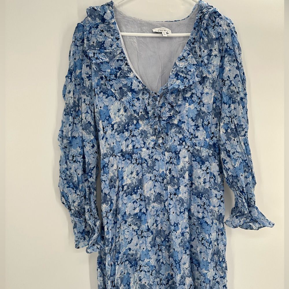 & Other Stories Voluminous Ruffle Long Sleeve Floral Midi Dress Size 10 - Picture 4 of 10